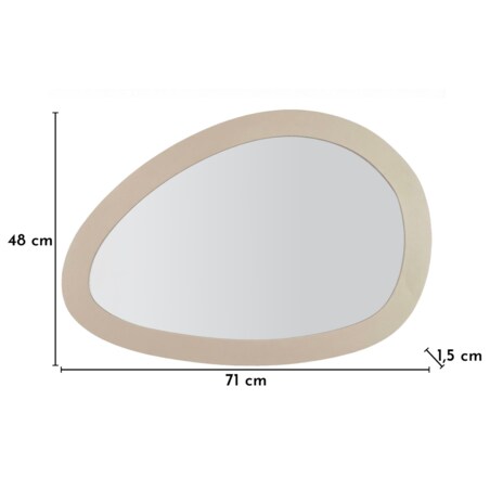 Lustro ścienne Saturno, kolor szarobeżowy, żelazo i płyta MDF, 71 x 1,5 x 48 cm, do salonu i przedpokoju, Mauro Ferretti