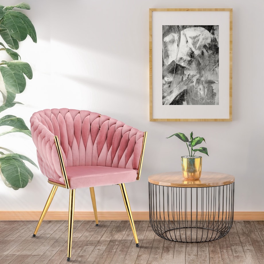 Krzesło MOLTO różowe nogi złote