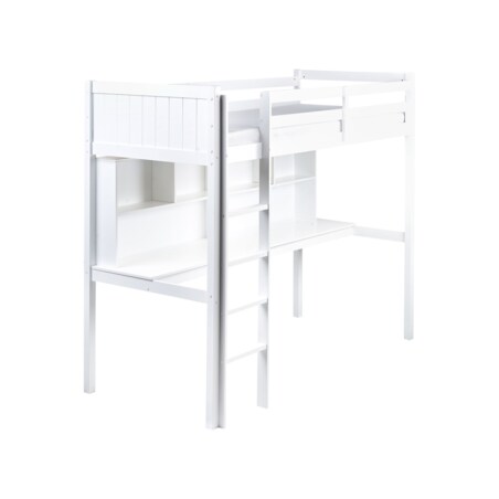 Łóżko na antresoli z biurkiem Drewno sosnowe FOUCAMONT 90 x 200 cm Biały