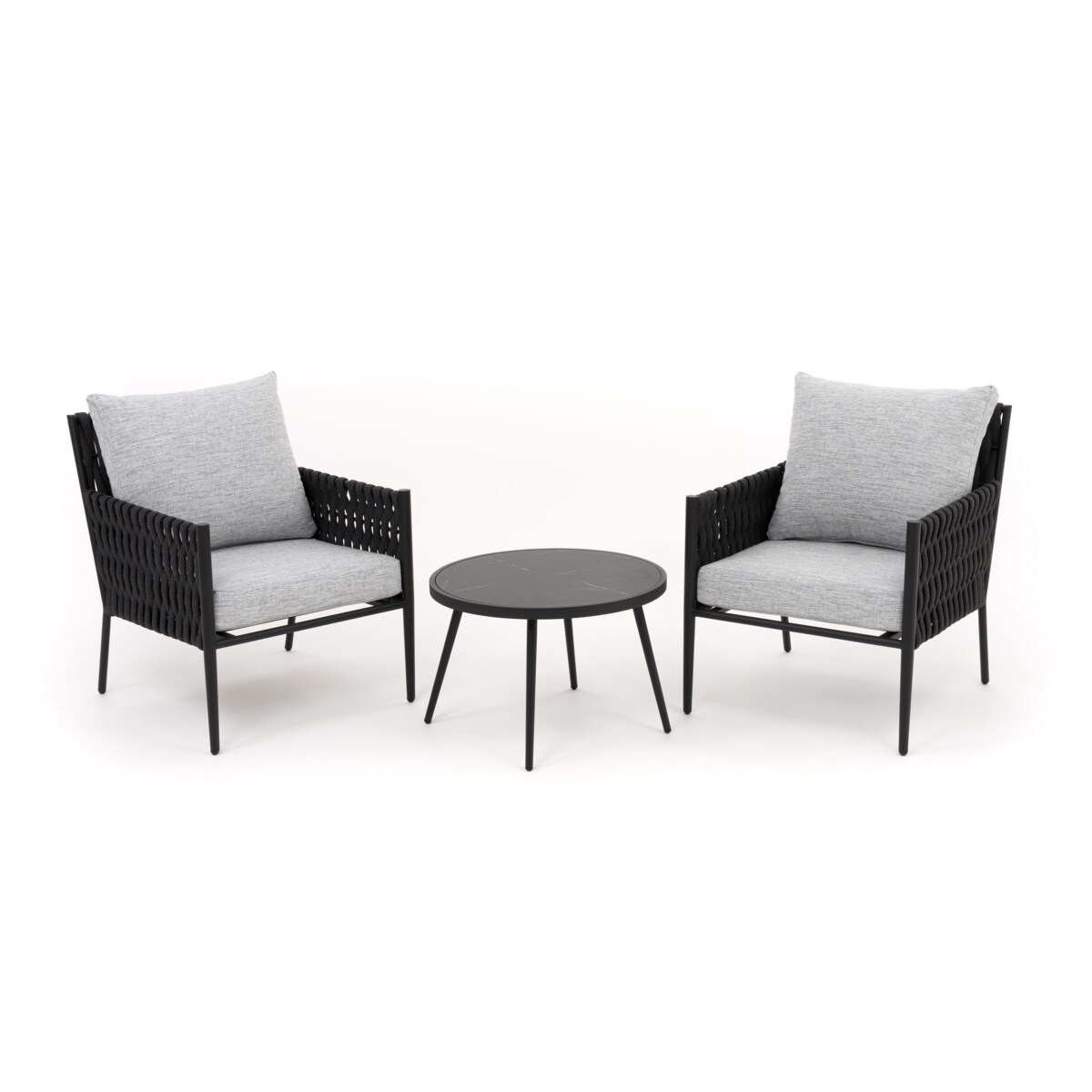 Zestaw mebli ogrodowych taras balkon aluminiowe BELIZE czarno szare