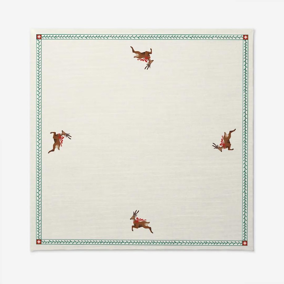 Obrus świąteczny - retro renifer - 140x140