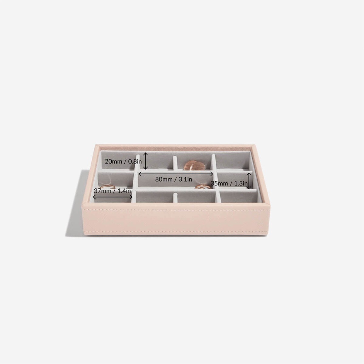 Szkatułka na biżuterię Stackers 11 komorowa mini jasnoróżowa