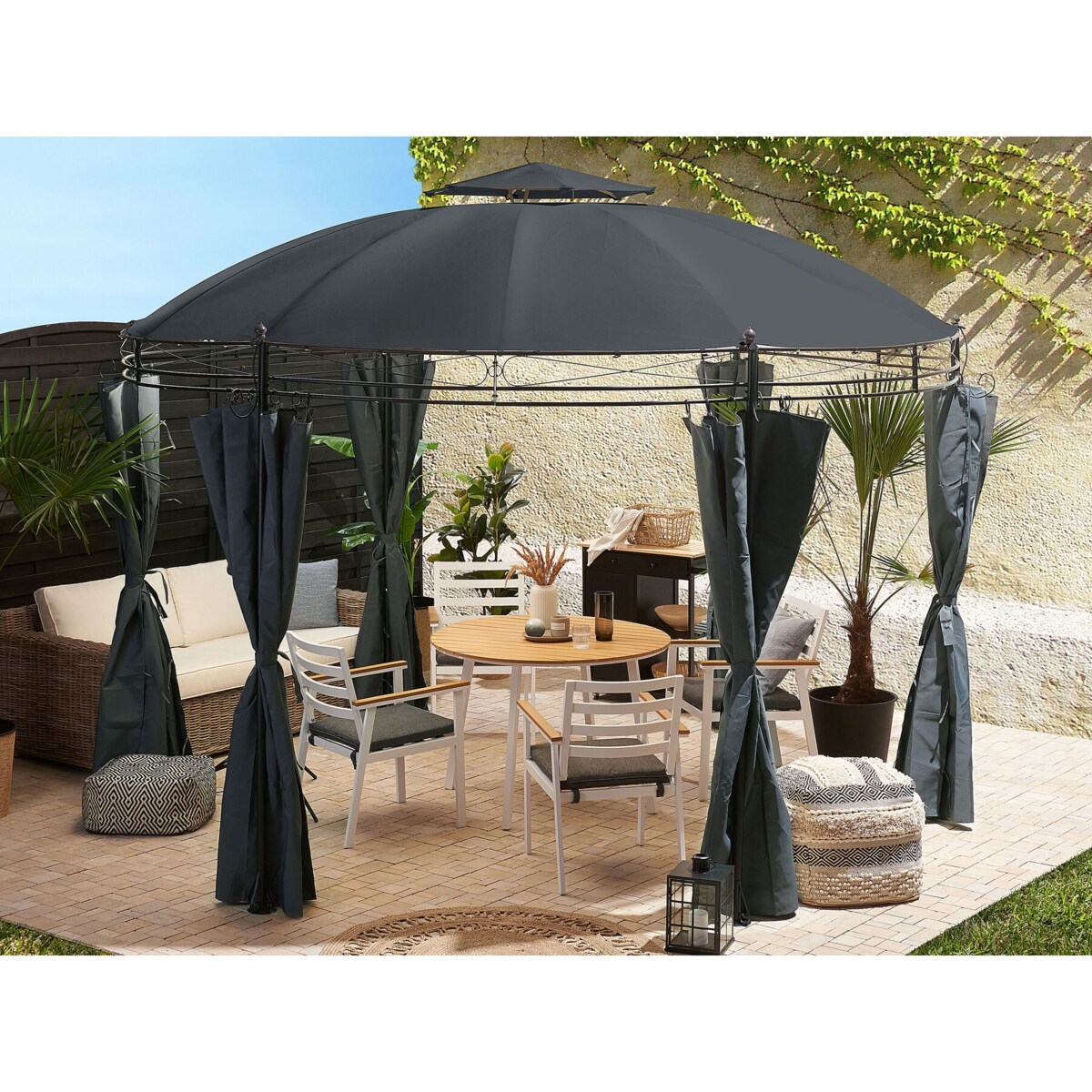 Pawilon ogrodowy ⌀ 368 cm ciemnoszary SAFARA