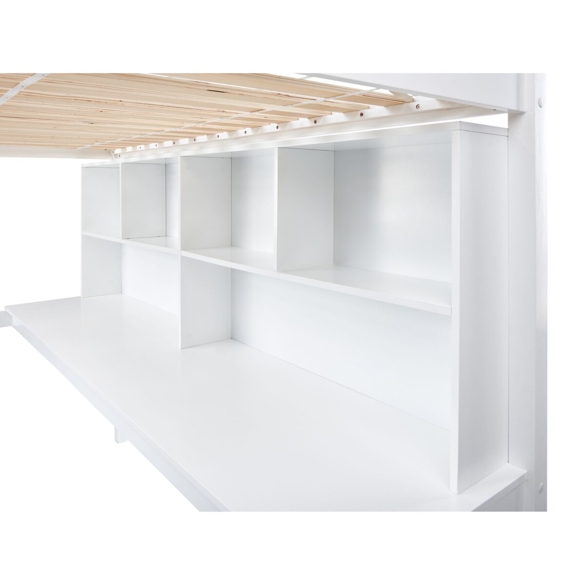 Łóżko na antresoli z biurkiem Drewno sosnowe FOUCAMONT 90 x 200 cm Biały