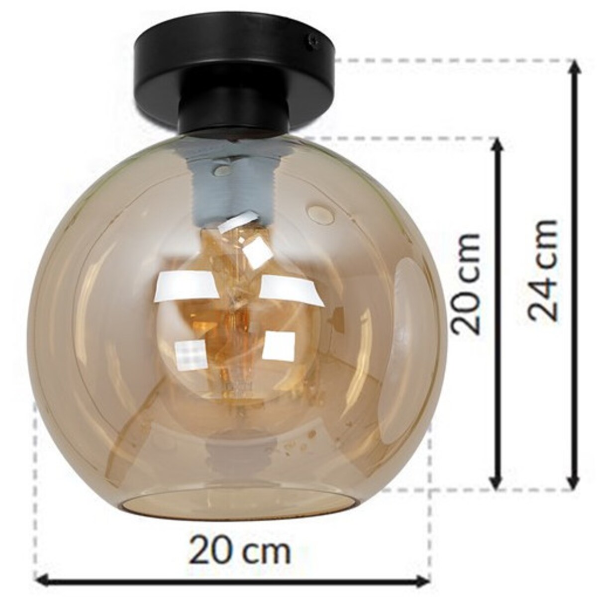 LAMPA sufitowa SOFIA MLP6575 Milagro skandynawska OPRAWA szklana kula czarna bursztynowa