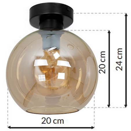 LAMPA sufitowa SOFIA MLP6575 Milagro skandynawska OPRAWA szklana kula czarna bursztynowa