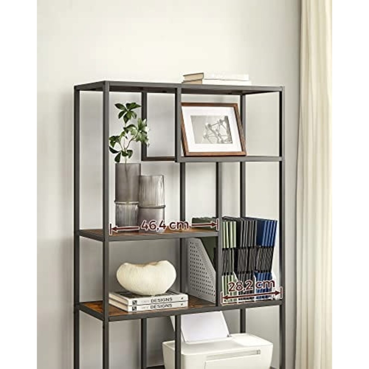 Regał 80X30X180 Cm Rustykalny Brąz, Czarny