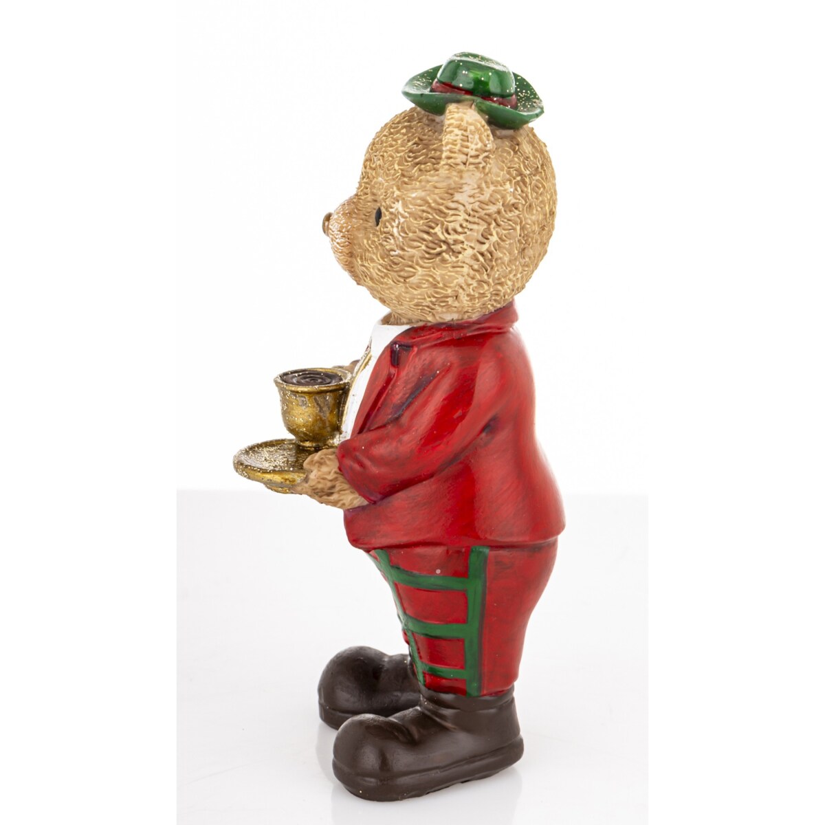 Figurka - Miś brązowy z filiżanką herbaty 12,5x6x5 cm