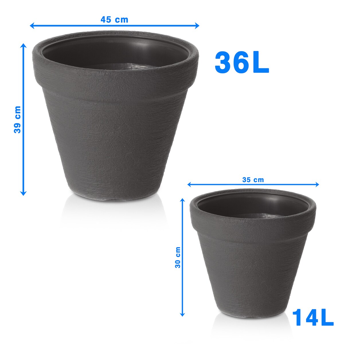 Doniczka Donica Ogrodowa 30/35/40/45 Cm Zestaw Efekt Cegły Na Taras Do Ogrodu Domu Antracytowa