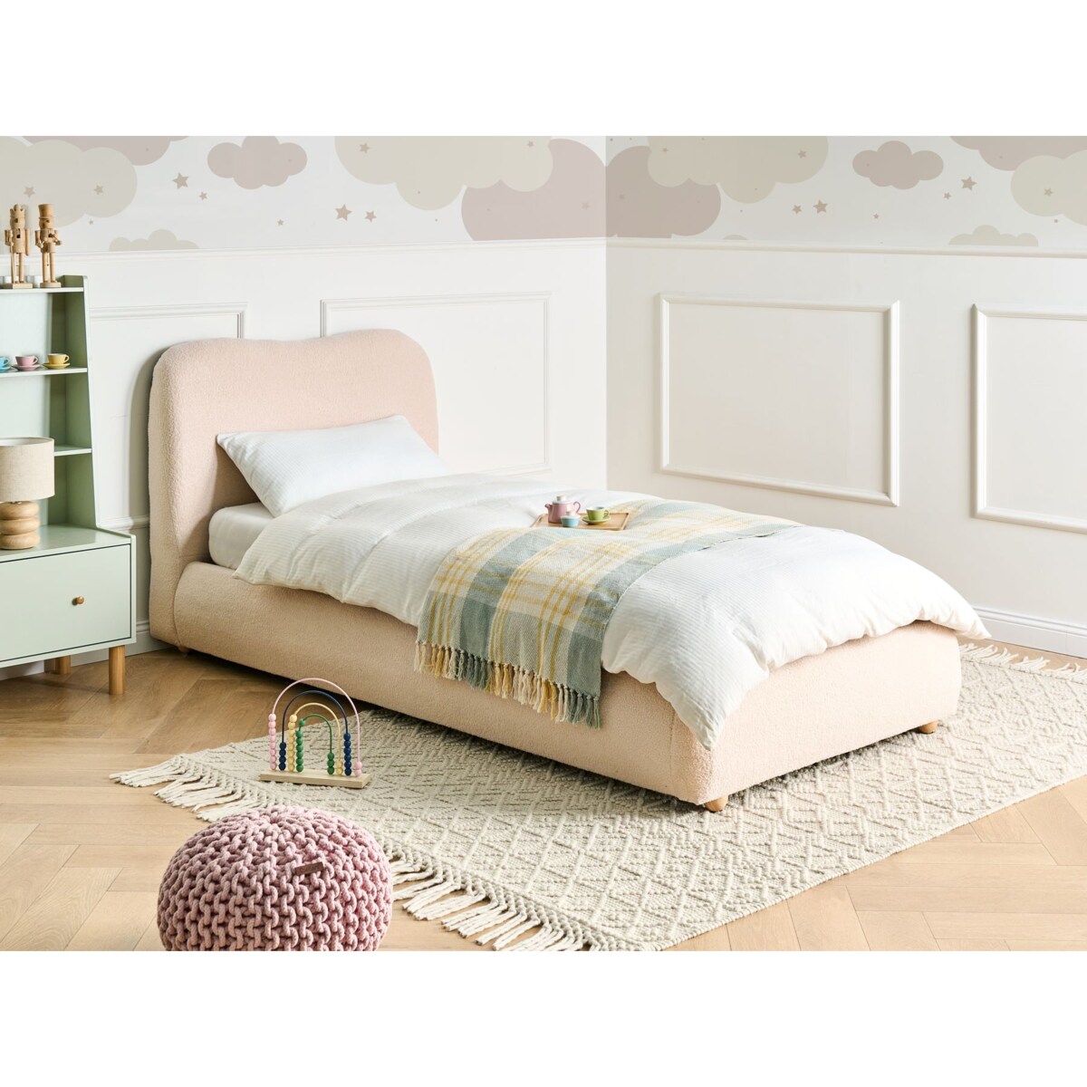 Łóżko z pojemnikiem Boucle BLAGNAC 90 x 200 cm Jasnobeżowy