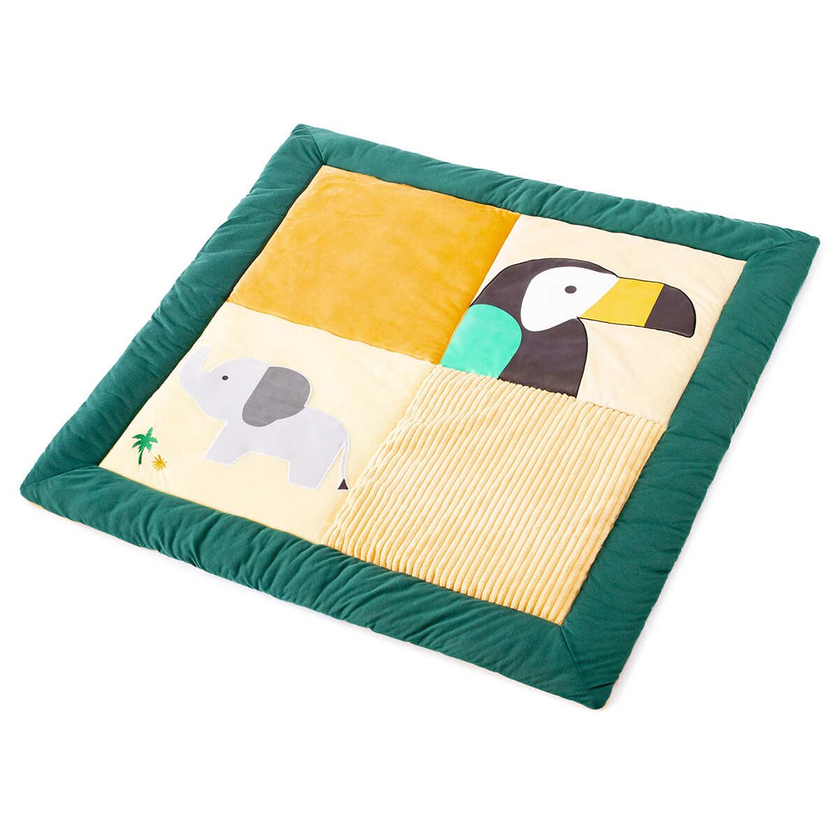 Dwustronna mata edukacyjna, patchworkowa - dżungla