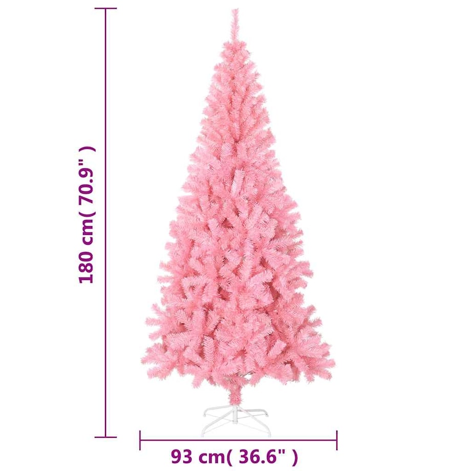 vidaXL Sztuczna choinka ze stojakiem, różowa, 180 cm, PVC