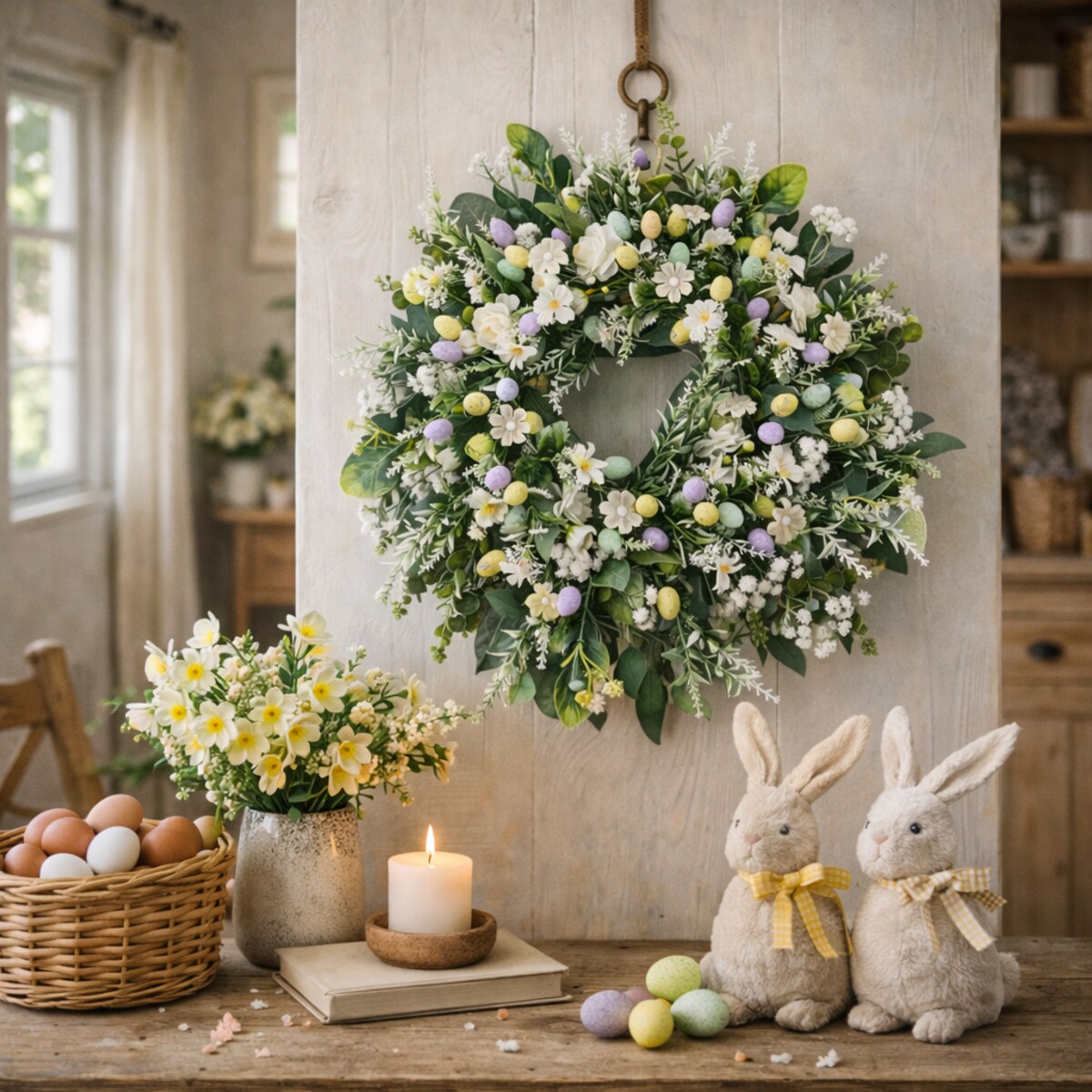 Wianek wielkanocny MILLie 50 cm stroik wiosenny