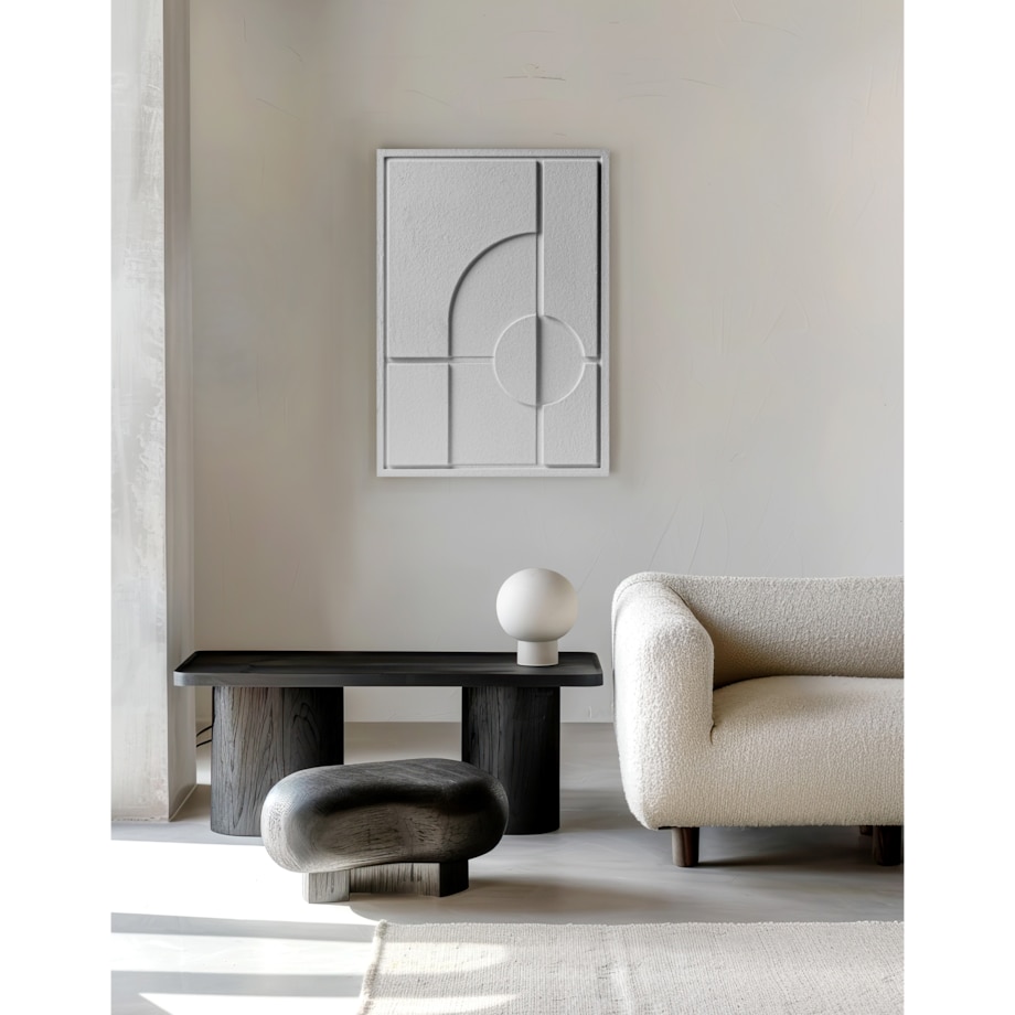 Obraz 3D 35x50cm Geometric I – Dekoracja Ścienna z Tynku Naturalnego, Milky Grey Minimalistyczny Relief