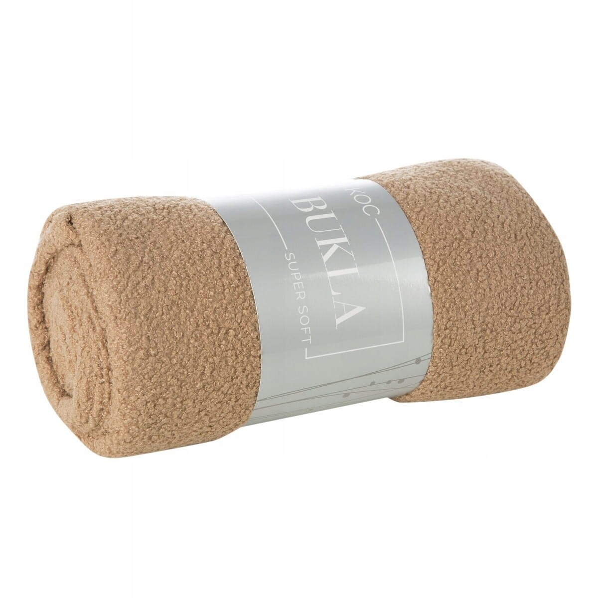 Koc Narzuta Pled 170 x 210 Eurofirany Bukla Beżowa 260 gsm Szetland Baranek