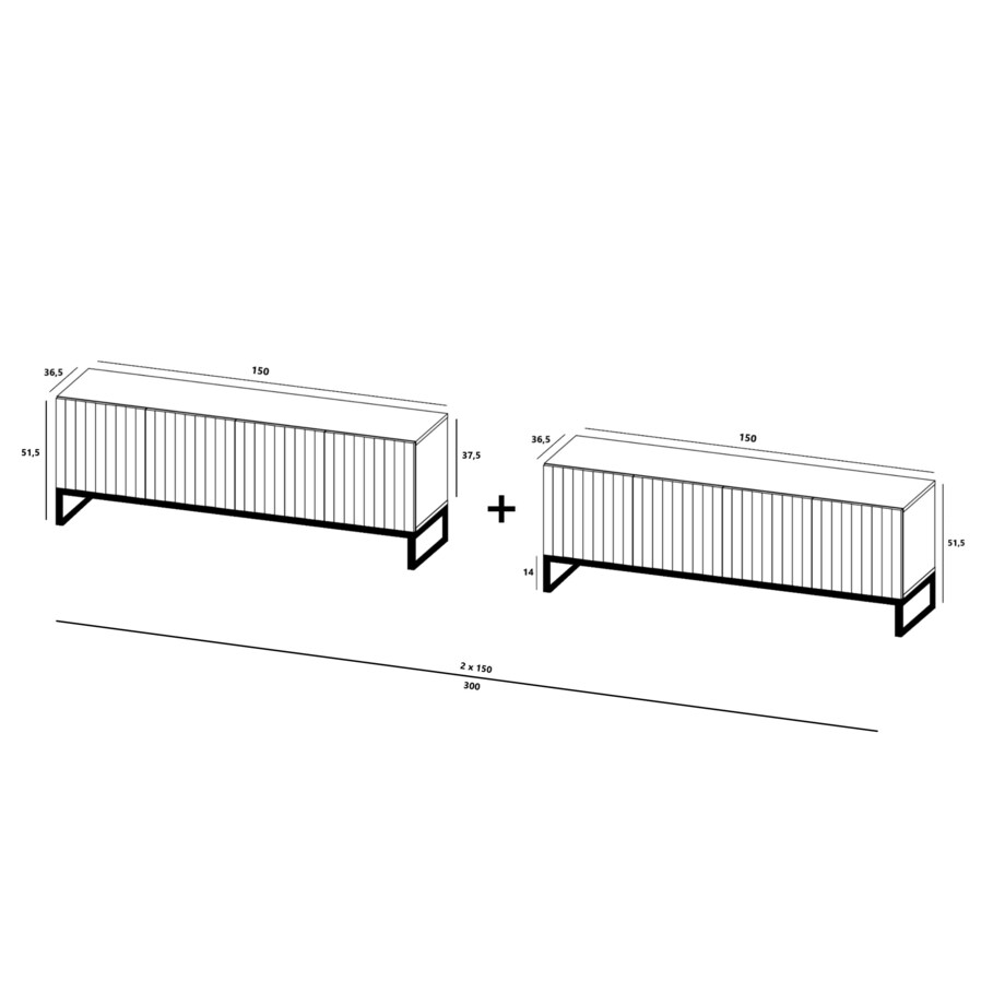 Szafka RTV Glamour pod Telewizor Komoda RTV Glamour Granatowy Mat 300 cm