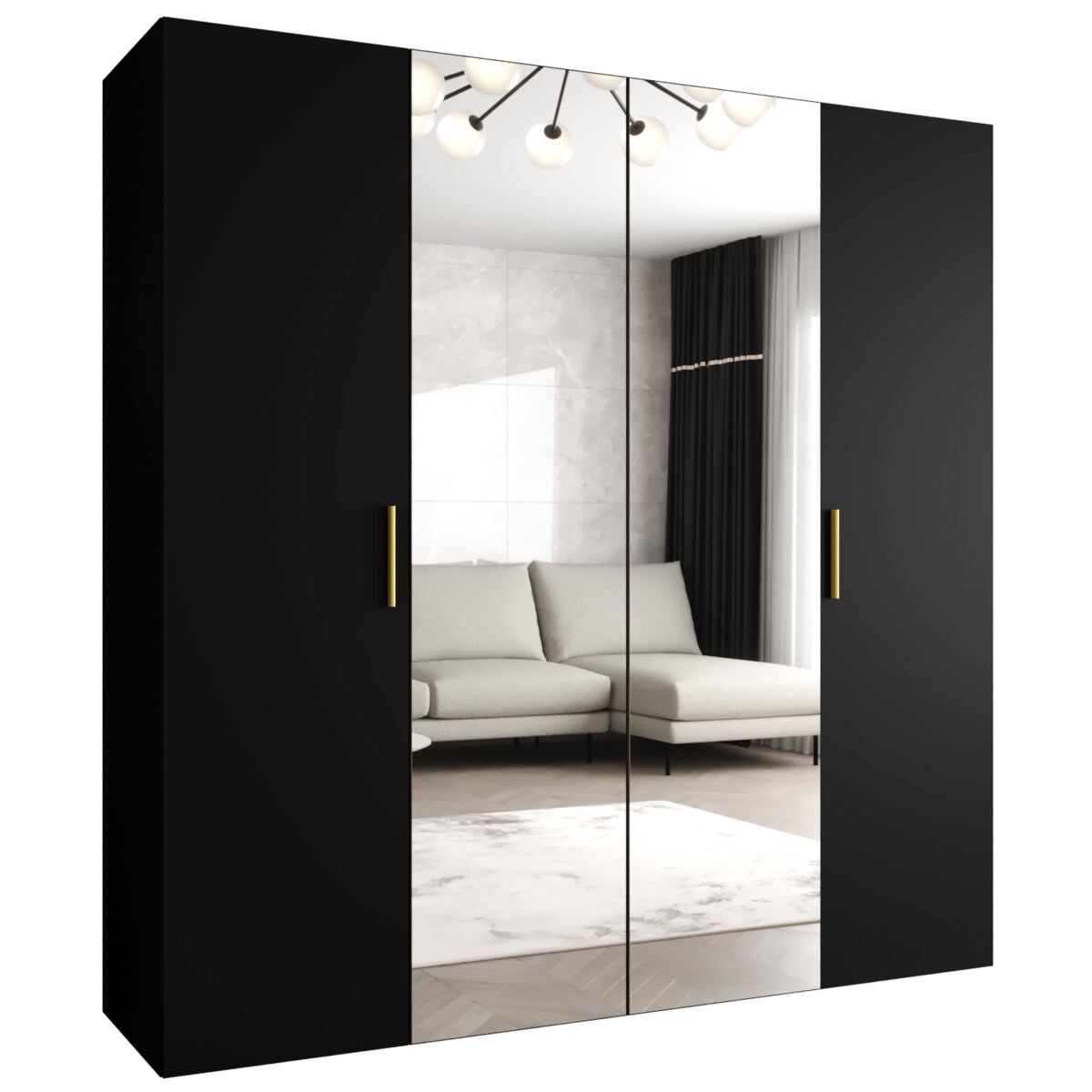 Szafa uchylna otwierana BARI 2 200 wys. 202 cm Czarny + u. Złoty