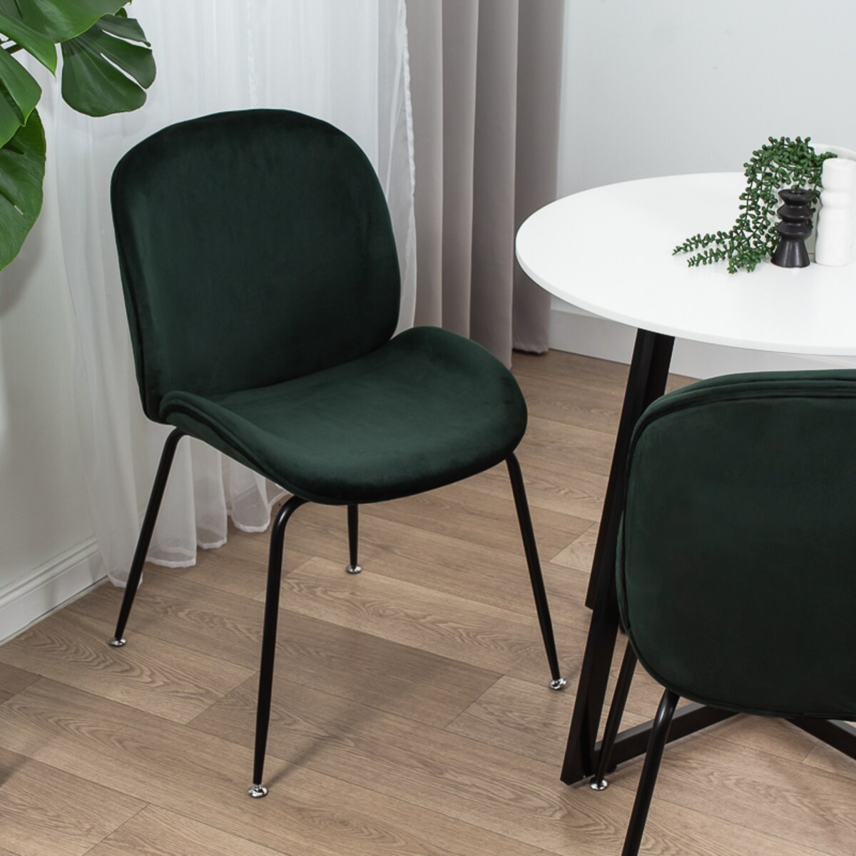 Krzesło tapicerowane welurowe do salonu jadalni zielone