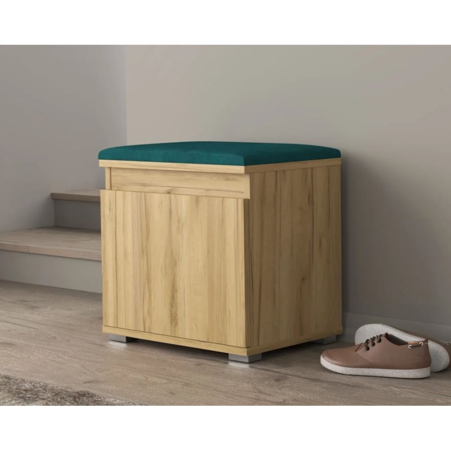 Szafka na buty z siedziskiem SINGAPUR 50 dąb craft/zielona