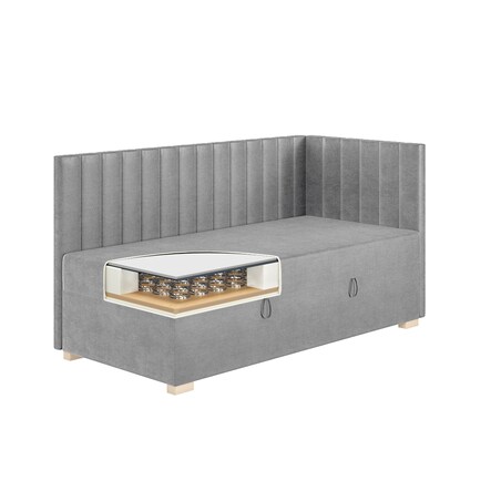 Mesonica Łóżko Snugi, linie szare, 90x200, Prawostronne