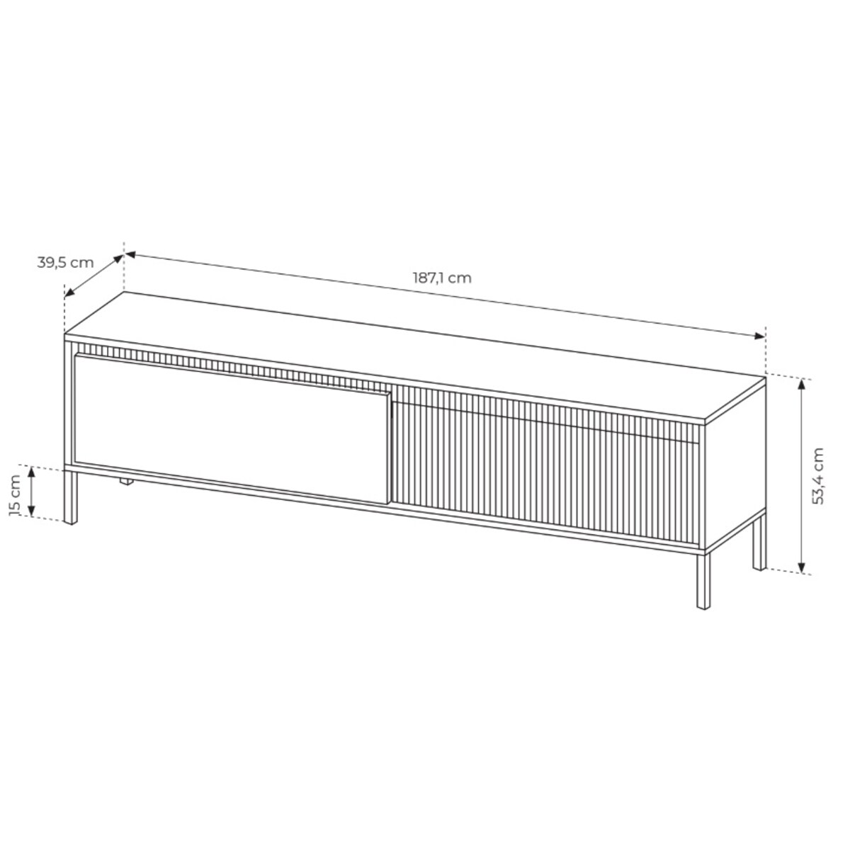 Szafka RTV 187 2D ENSO beżowa na metalowych nóżkach