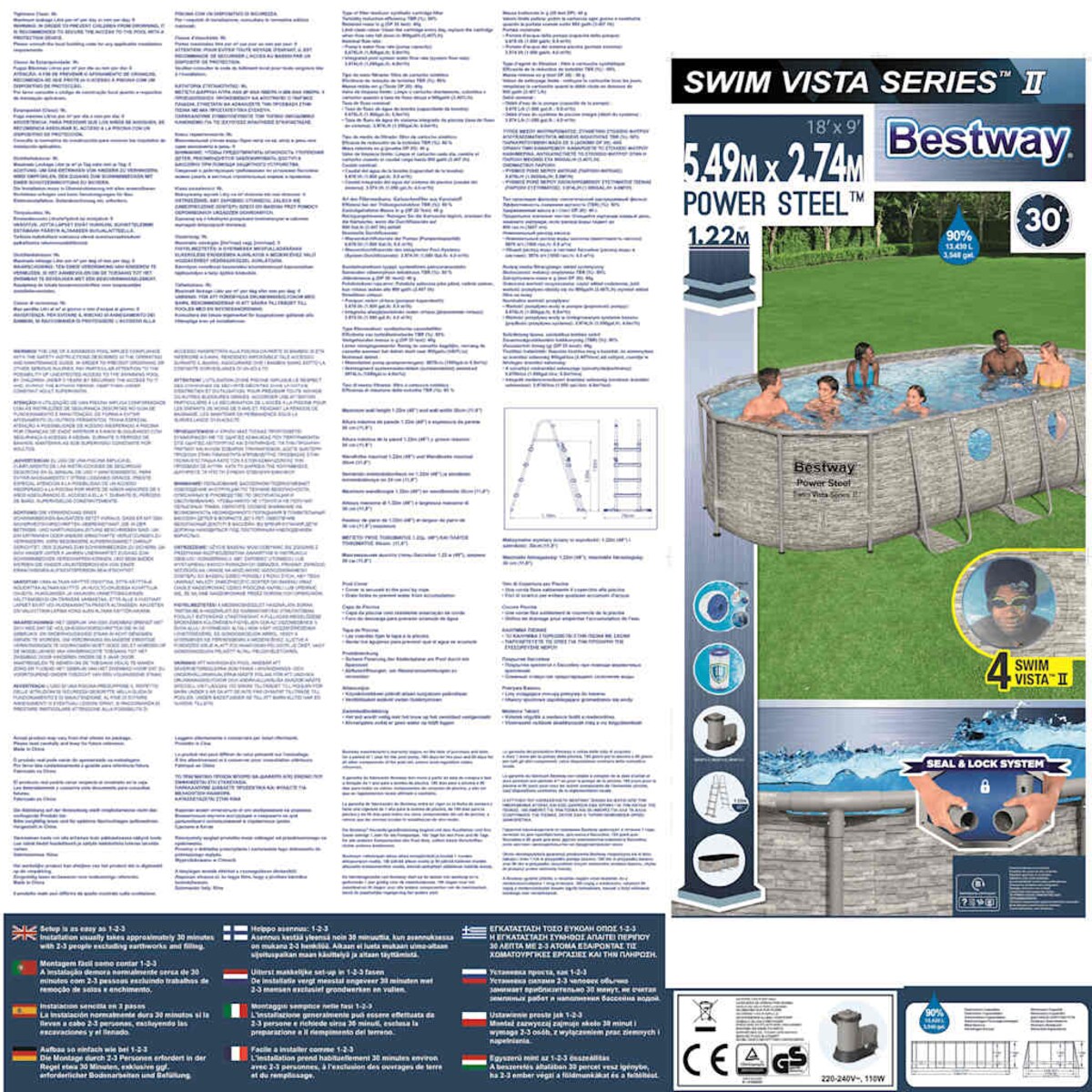 Bestway Basen Power Steel Swim Vista Series, 549x274x122 cm