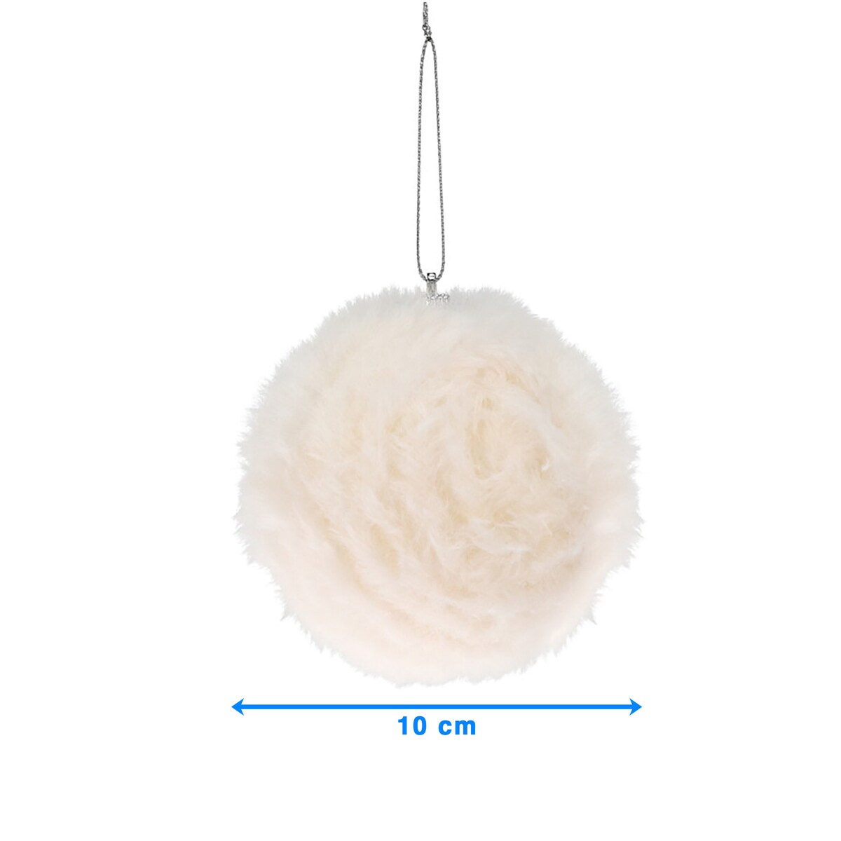 Bombka Na Choinkę Ozdoba Świąteczna Futerkowa Sztuczne Futro 10 Cm Biała