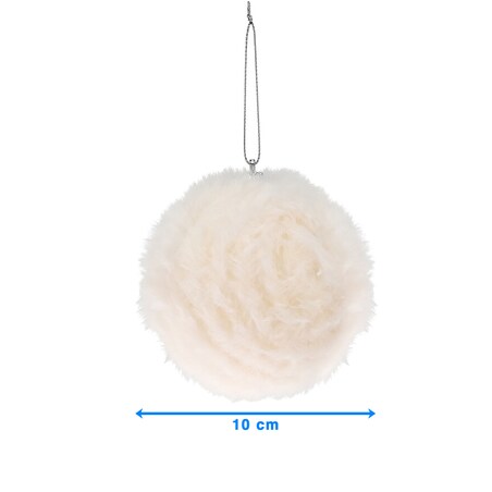 Bombka Na Choinkę Ozdoba Świąteczna Futerkowa Sztuczne Futro 10 Cm Biała