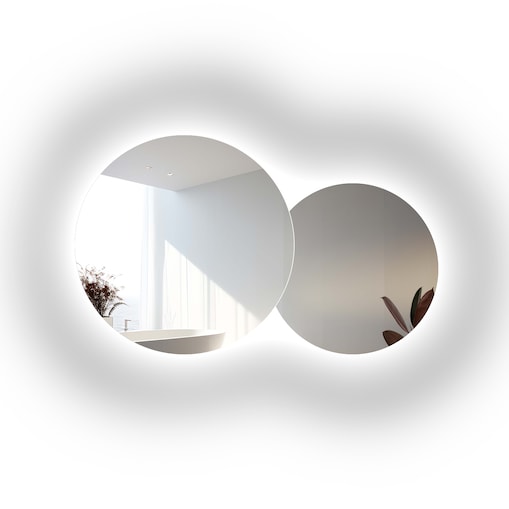 Zestaw luster okrągłych ze ścięciem z podświetleniem - UNIVERSE CUT LED I