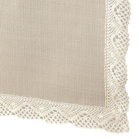 Bieżnik plamoodporny P130 cappucino z koronką K205 ecru - 40x160 cm - beżowy