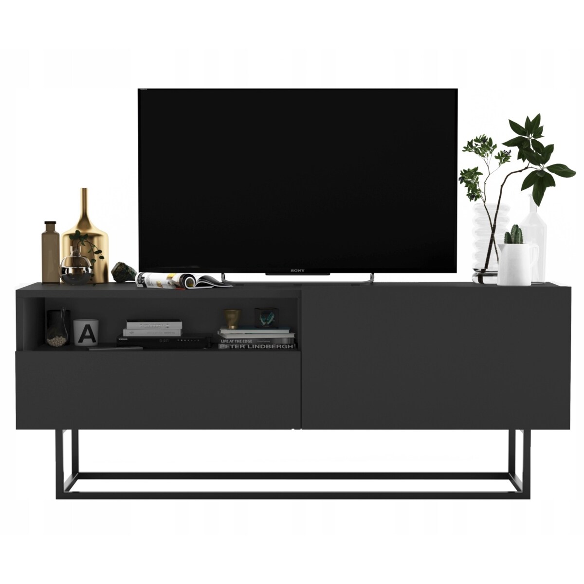 Szafka RTV Loft Industrialna Komoda RTV Szuflada Grafit Mat 120 cm