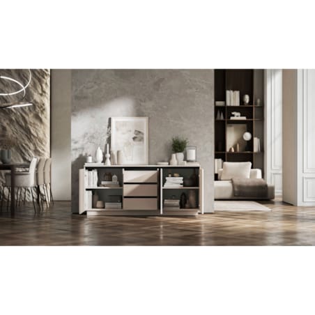 Komoda Glamour Nowoczesna Szafka RTV Kaszmir MAT ryflowane fronty 166,8 cm