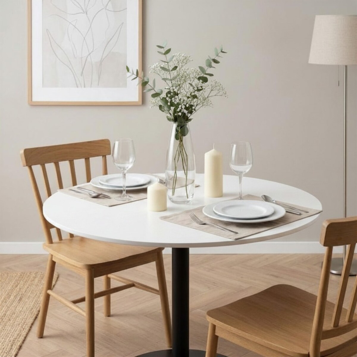 Stół okrągły do salonu jadalni 80 cm biały nowoczesny minimalistyczny