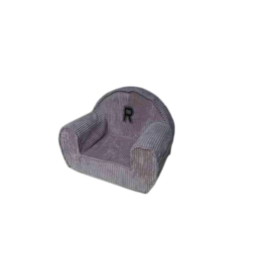 Fotelik sztruksowy z literą Magenta Grey