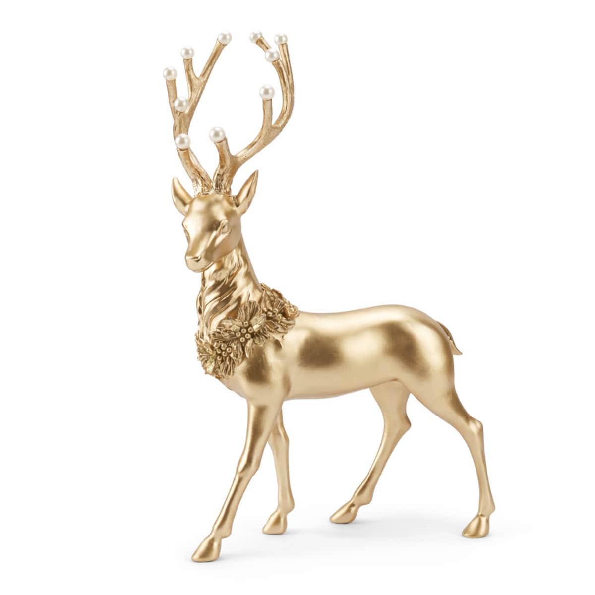 Figurka - stojący renifer 49,5x31,5x15,5 cm CHARIAL-2 złoty z perłami