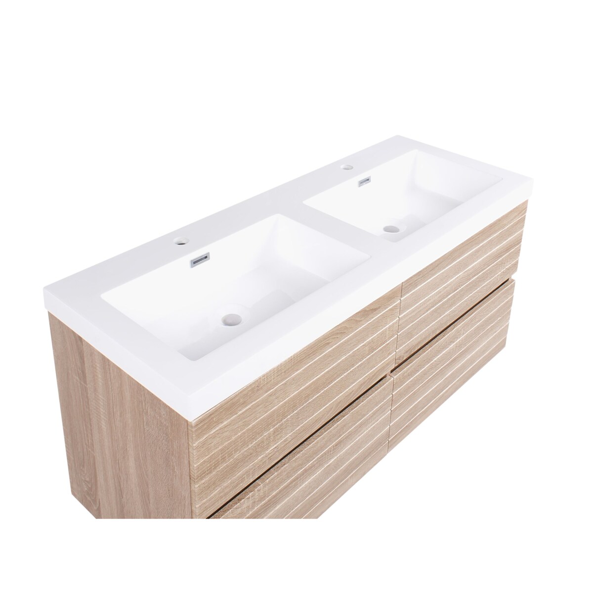 Szafka łazienkowa wisząca z podwójną umywalką URUCU 120 cm 55 cm Jasnobrązowy