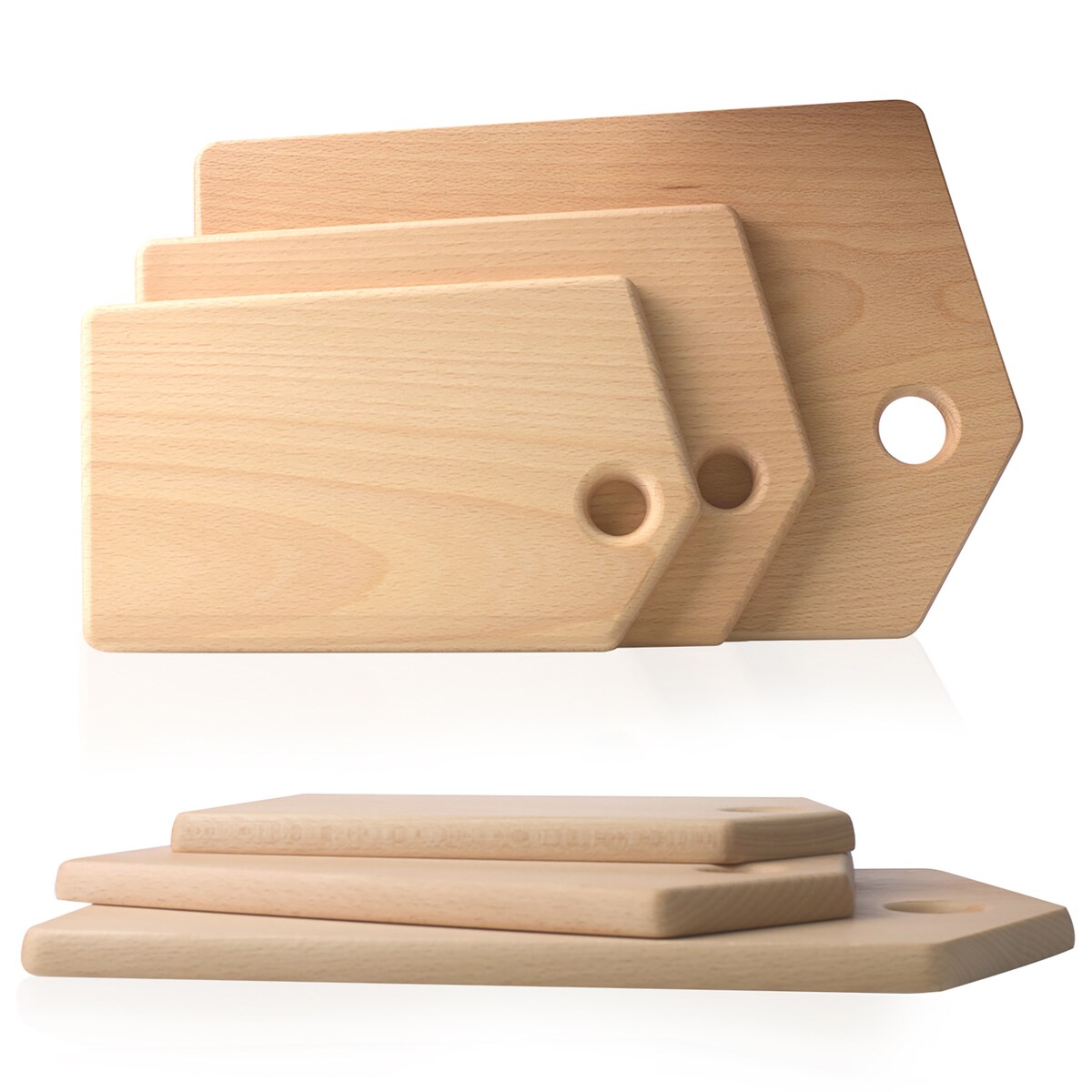 Deski Drewniane Kuchenne Do Krojenia Serwowania Zestaw 3 Szt Naturalne Drewno