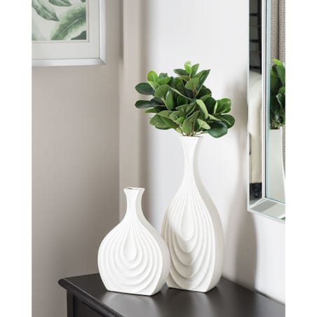 Wazon dekoracyjny THAPSUS Ceramika 39 cm Biały