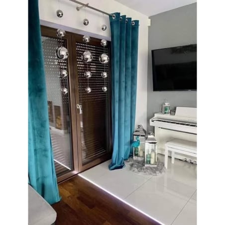 Zasłona welurowa gładka | 140x250 cm przelotki | morski