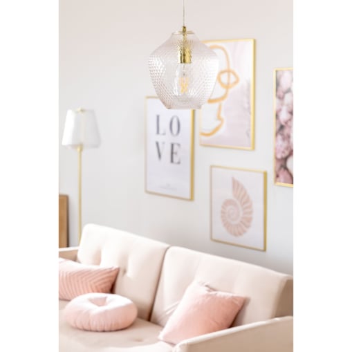 Lampa wisząca złota ze szklanym kloszem Yulen