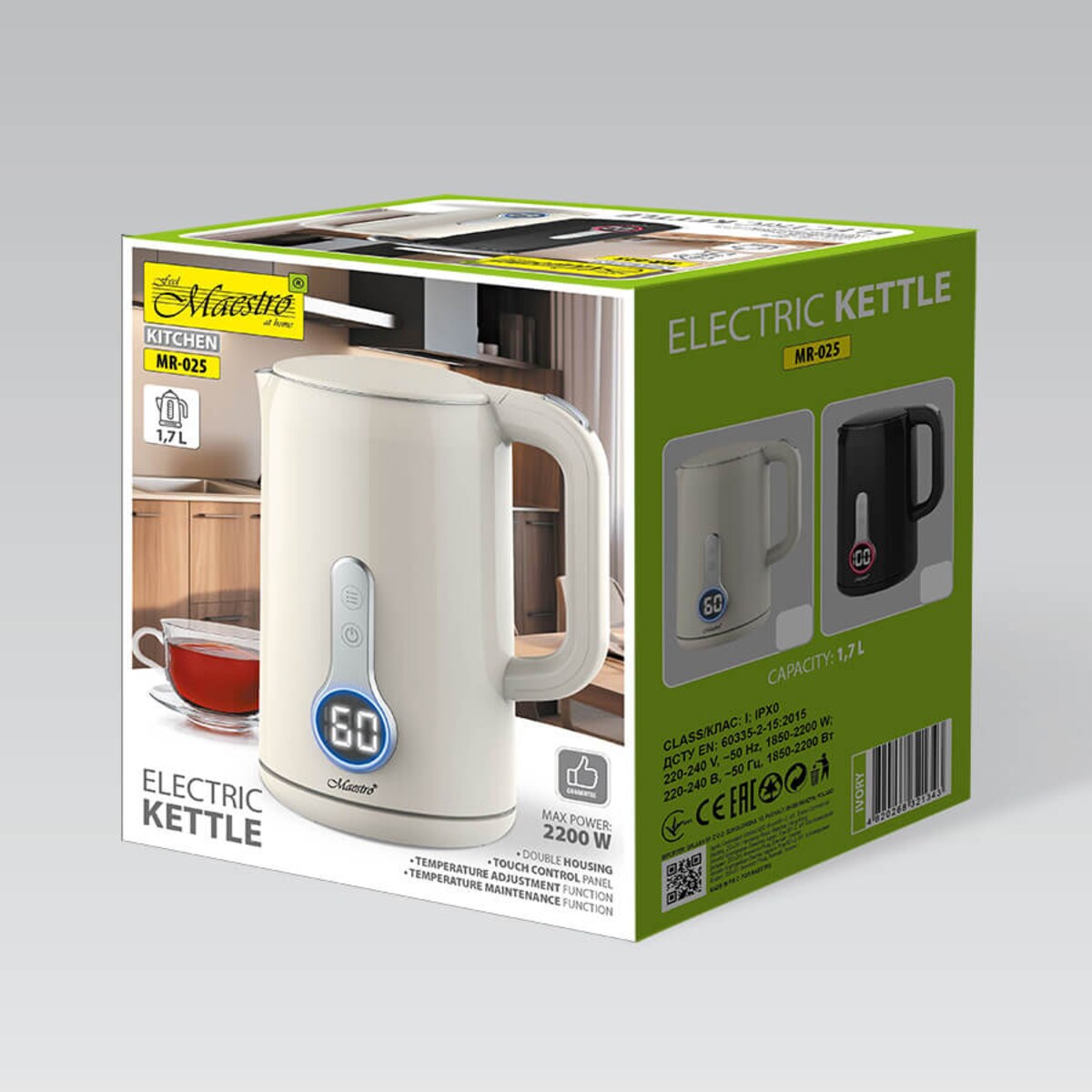 Maestro czajnik elektryczny 1.7L 2200W MR025IVORY