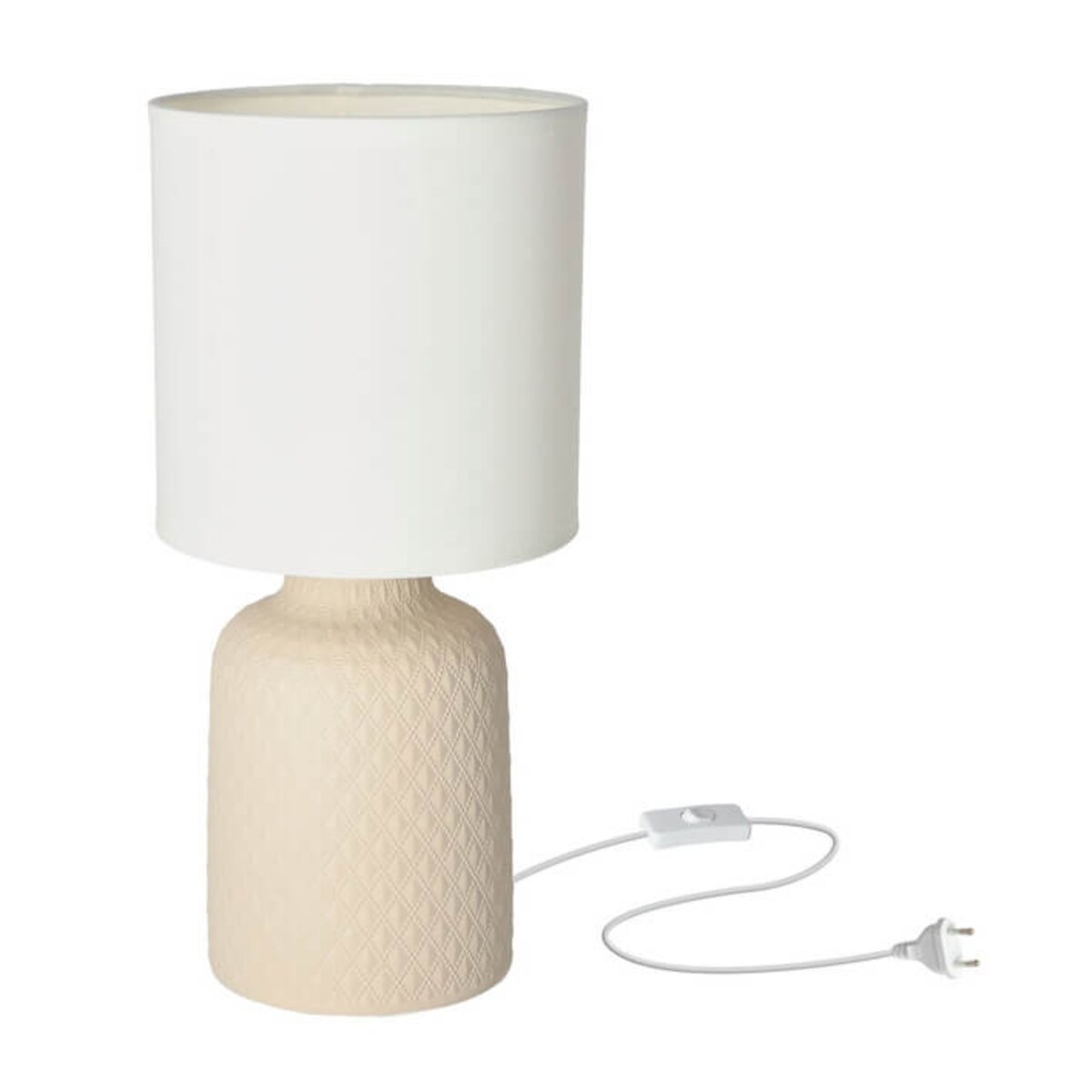Ceramiczna lampka nocna Iner 41-79879 Candellux abażur biała beżowa