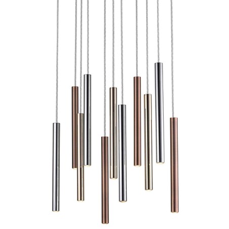 LAMPA wisząca LOYA P0461-11A-B5SC Zumaline metalowa OPRAWA zwis LED 55W 3000K sople tuby chrom miedź złote