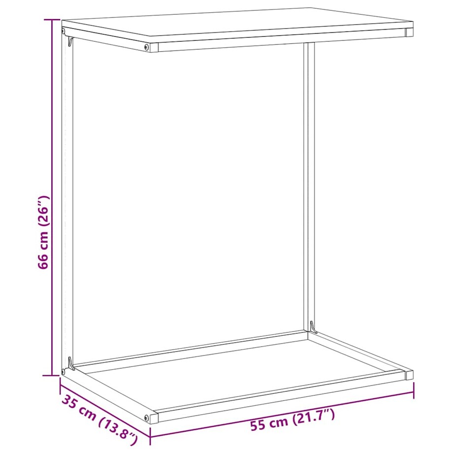 vidaXL Stolik boczny, czarny, 55x35x66 cm, materiał drewnopochodny