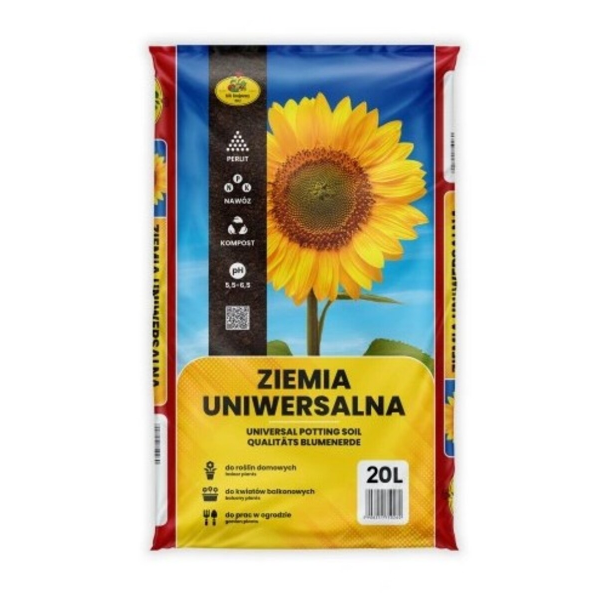 Ziemia Uniwersalna do kwiatów 20L -zawiera torf, kompost, nawóz i perlit