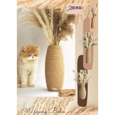 Wazon REGINA w stylu BOHO jutowy do suszonej trawy i kwiatów * pleciony sznurek jutowy naturalny do trawy pampasowej kompozycji h 31 cm styl skandynawski