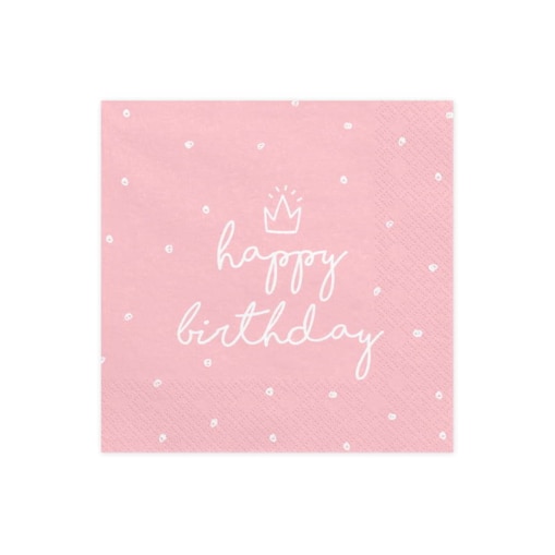 Serwetki papierowe happy birthday różowe