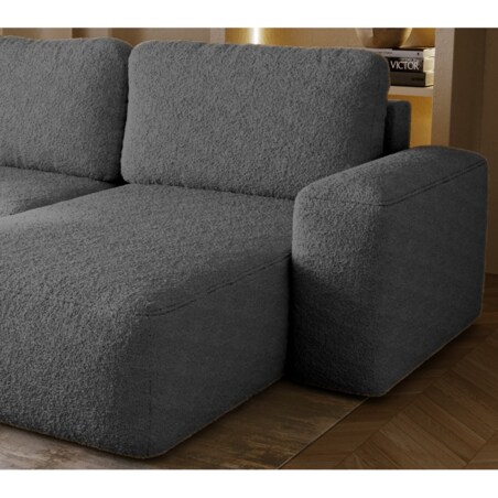 Narożnik Prawy ILO z funkcją spania i pojemnikiem na pościel, ciemno-szary