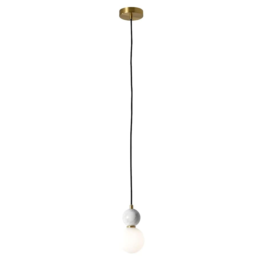 Lampa wisząca kula Bilo PL0137 Yaskr do salonu szkło marmur biała mosiądz
