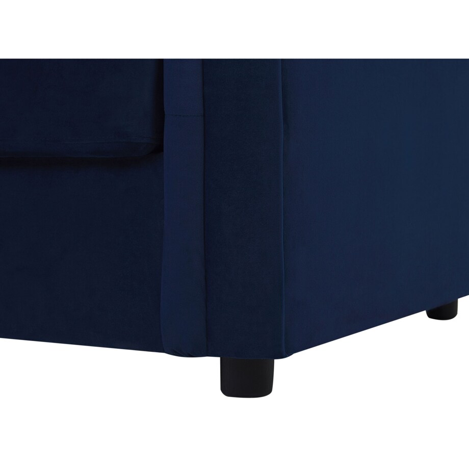 Sofa rozkładana welurowa niebieska CHESTERFIELD